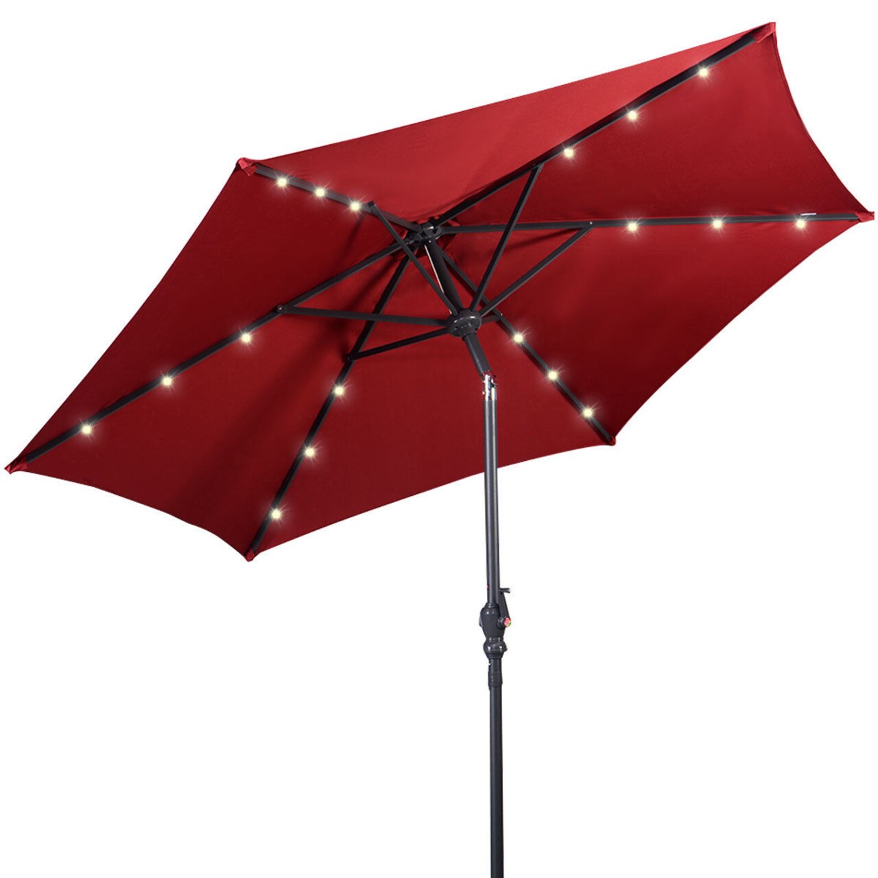 Costway 9FT Patio Solar Umbrella LED Steel Tilt With Crank Blue/Orange/Brige/Tan/Burgundy